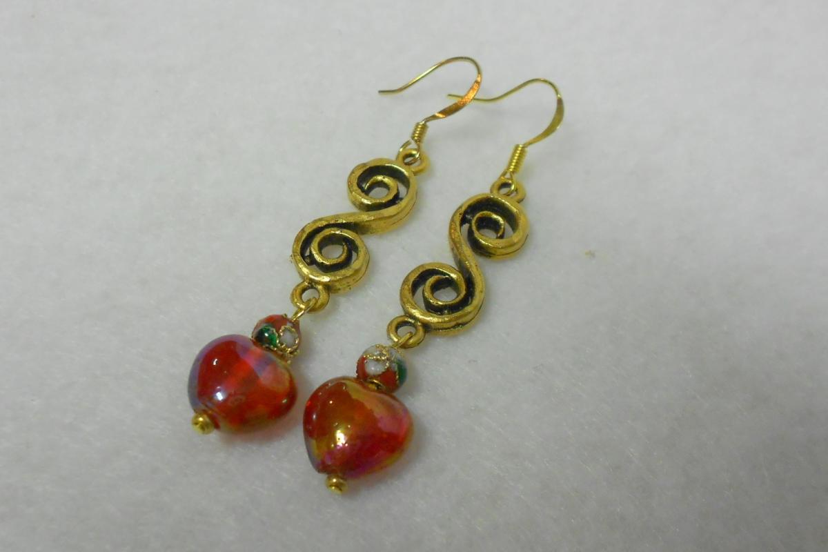 Valentine Red Heart Dangle Earrings