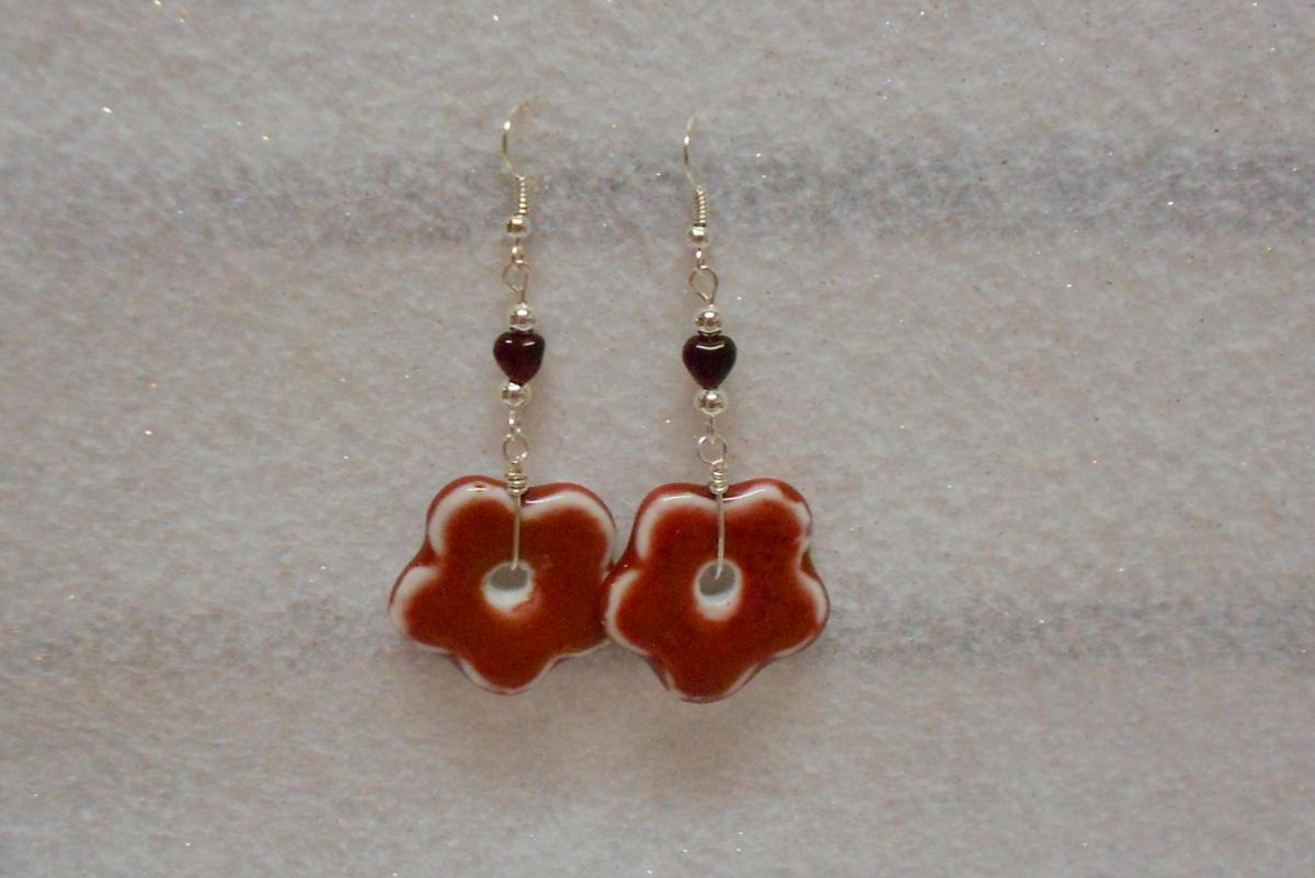 Valentine Earrings Posy Earrings Red Earrings Heart Earrings