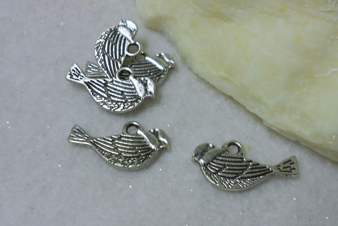 Antique Silver Bird Pendant Charms (lot Of 5)